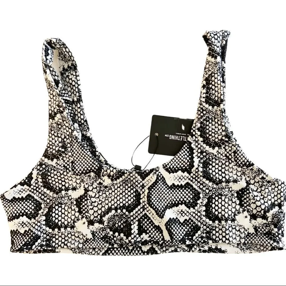 PrettyLittleThing Snake Mix & Match Scoop Neck Top, Size 12